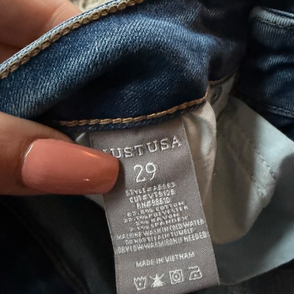 Chic Just USA Denim Flare dark wash vintage denim y2k Jeans in Blue jeans with a - Picture 11 of 11